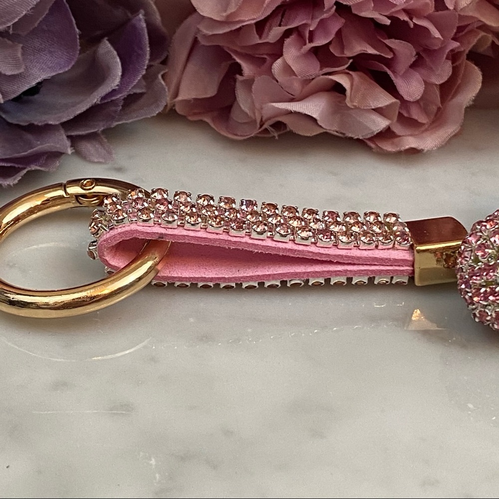 Chic Pink Crystal & Leather Mickey Mouse Keychain - Picture 9 of 14